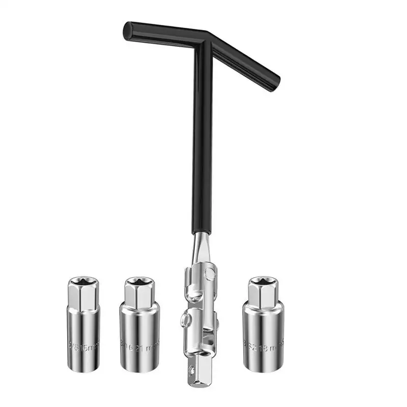 

4pcs heavy-duty Spark plug wrench 16mm 18mm 21mm Carbon Steel Spark Plug Socket Wrench Kit With T-Handle Removal Tool