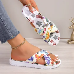 2024 Summer Female French Outside Wearing Slippers Fashion Fairy Wind Sandals Square Head Vintage Beach Flip-flops Woman