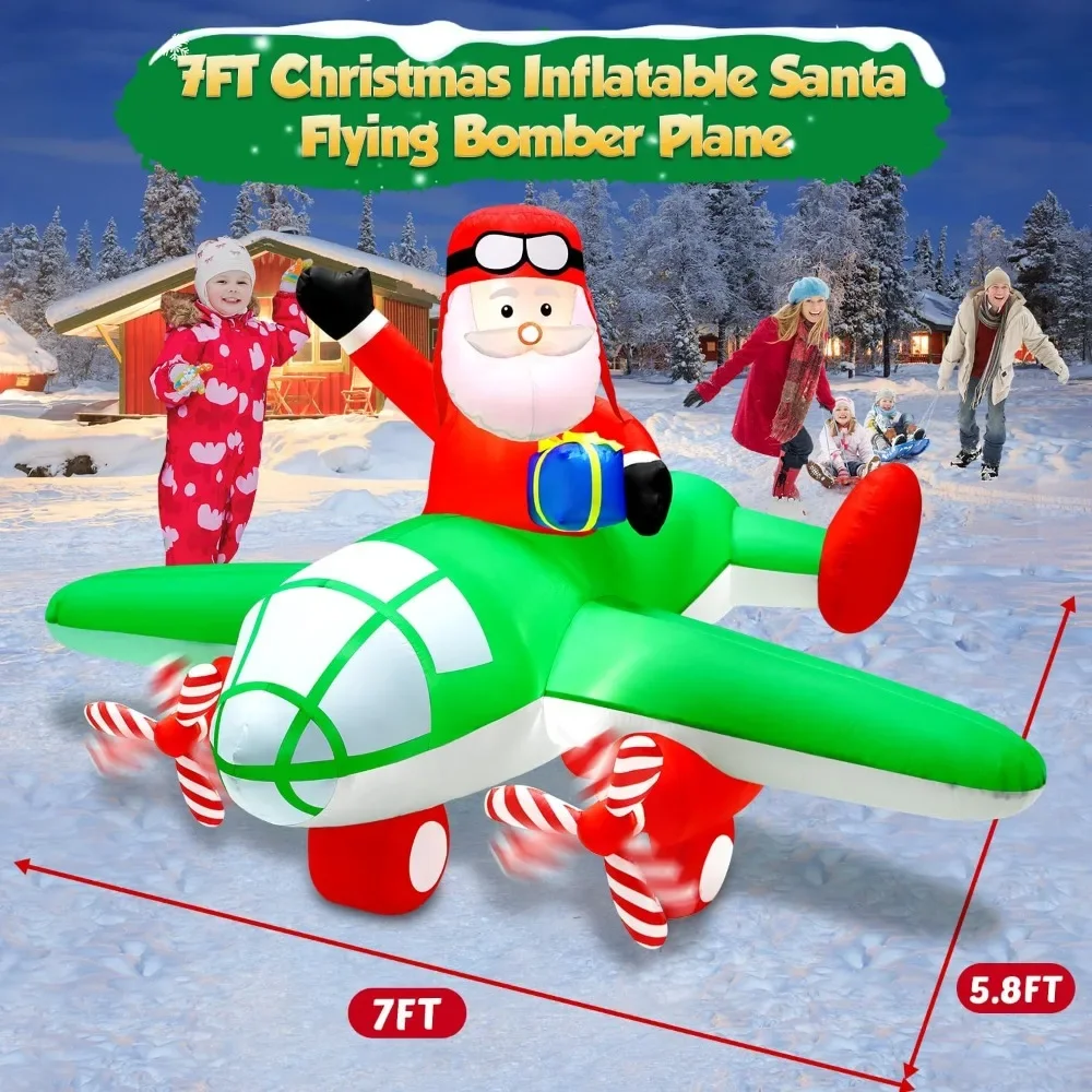 A 7 foot inflatable Christmas decoration drives a powerful blower to welcome Christmas and the New Year