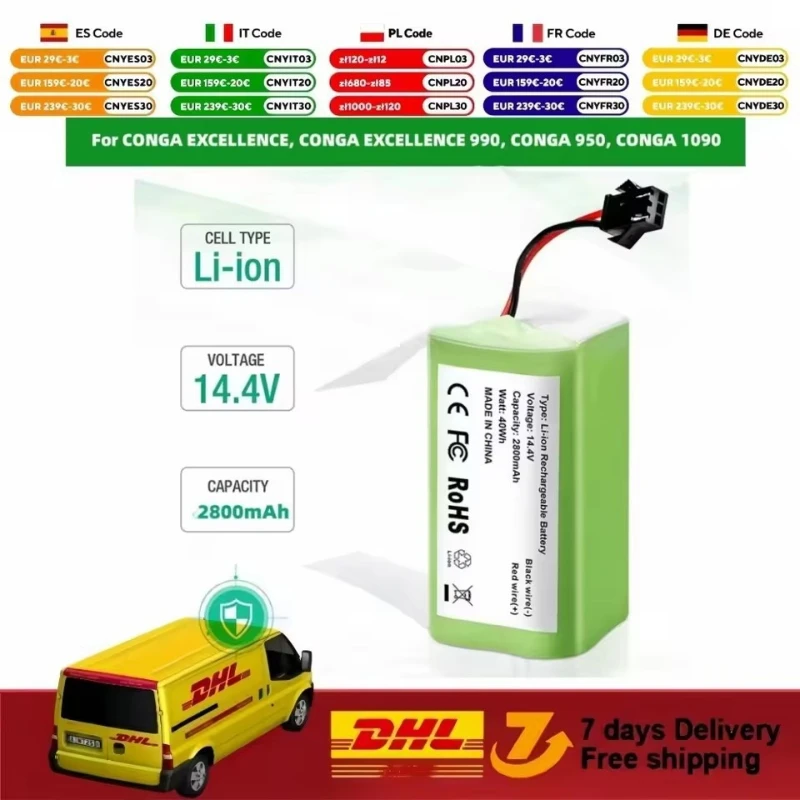 14.4V 2800mAh 4s1p Battery for Eufy RoboVac 15C,15T,25C,30,30C,35C,MAX,G10,G15,G20,G30 Hybrid Edge Robot Vacuum Cleaner