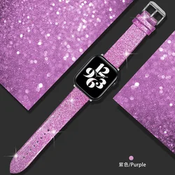 Glitter leather strap For Apple Watch Band 45mm 44mm ultra 2 49mm 40mm 41mm 42mm 38mm loop bracelet for Series 9 8 7 6 5 4 3 SE