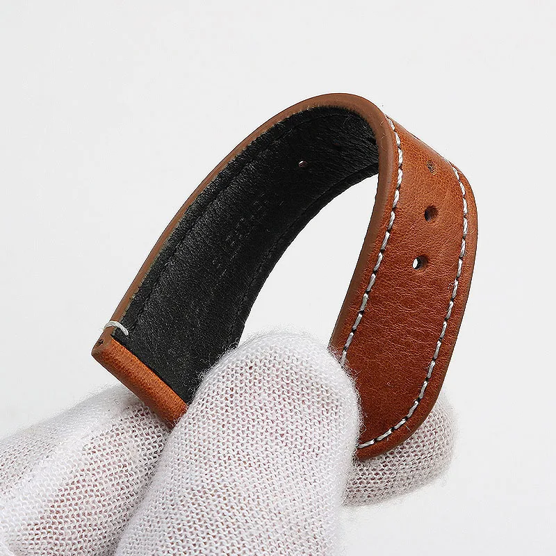 Genuine leather watch strap for TUDOR Biwan chronograph M79250 79363 bronze strap bottom bracket watch strap men\'s wristband