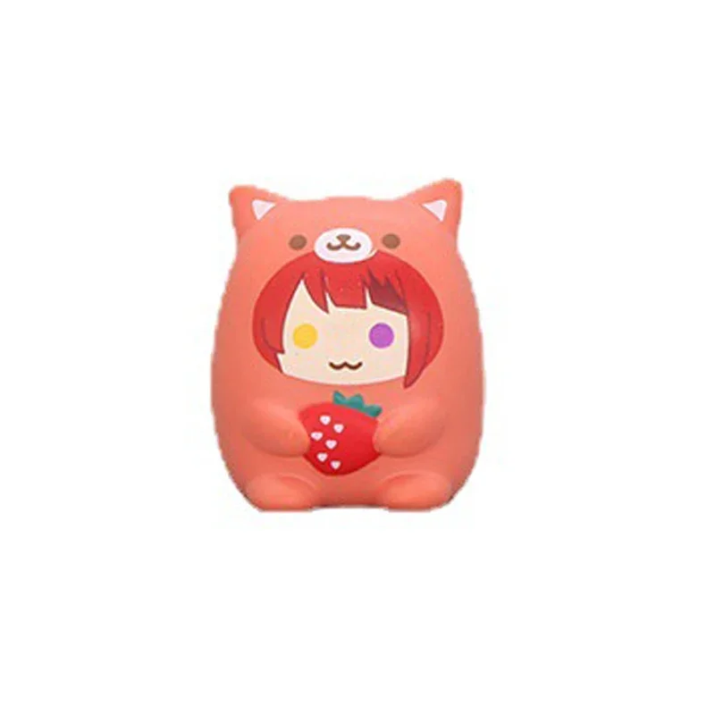 1-4Pcs Original Game Mini Kawaii Cute Anime Strawberry Rinu Bear PVC Figure Collect Model Toy Gift For Kid Boy Girl