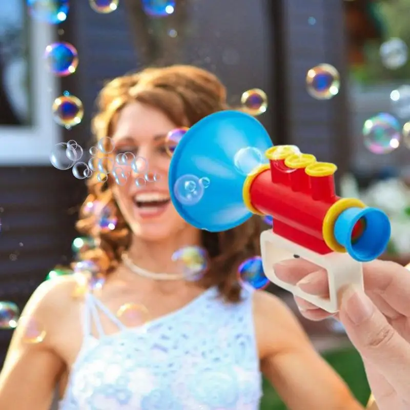 Trumpet Bubble Machine Children Bubble Maker High Output Machine Continuous Stream Bubble Guns Toys Funny Summer Party Favors