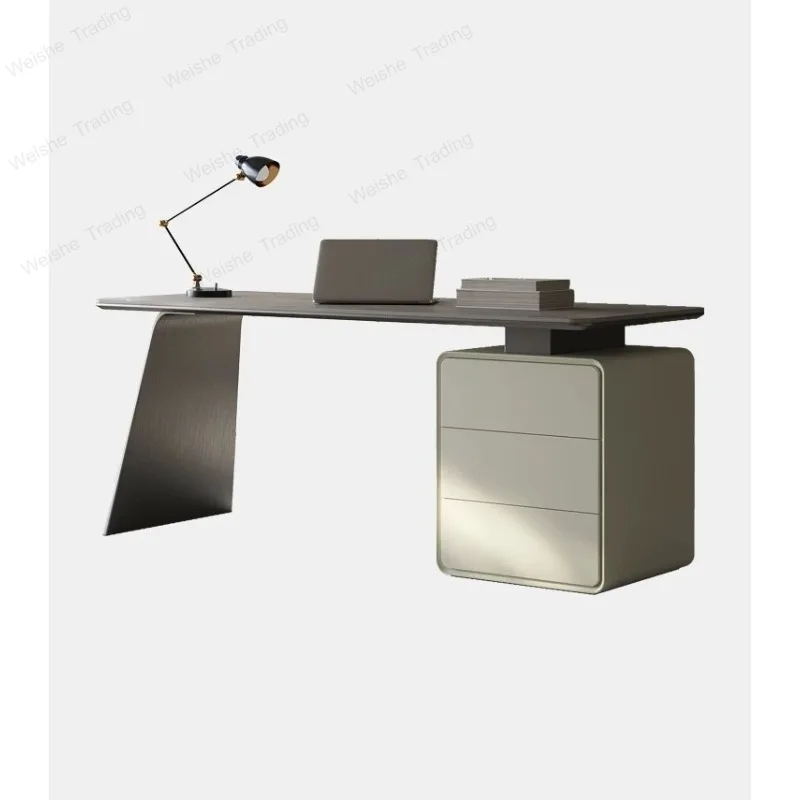 

Italian minimalist rock slab desk light luxury modern simple home study computer desk high-end medical beauty consultation table