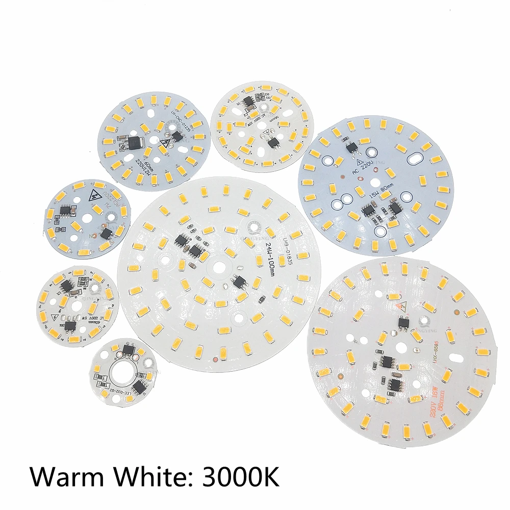 5 pezzi AC220V Modulo LED SMD5730 3W 5W 7W 10W 12W 15W 18W 24W Lampada in alluminio PCB con driver IC intelligente Sorgente luminosa Caldo/Bianco