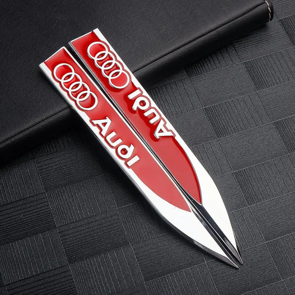 2PCS Car Left Right Wing Side Fender Sticker Auto Emblem Decoration for Audi Sline TT A6 C6 A5 A4 B8 B6 A3 A8 A2 A1 Q3 Q5 Q7 RS