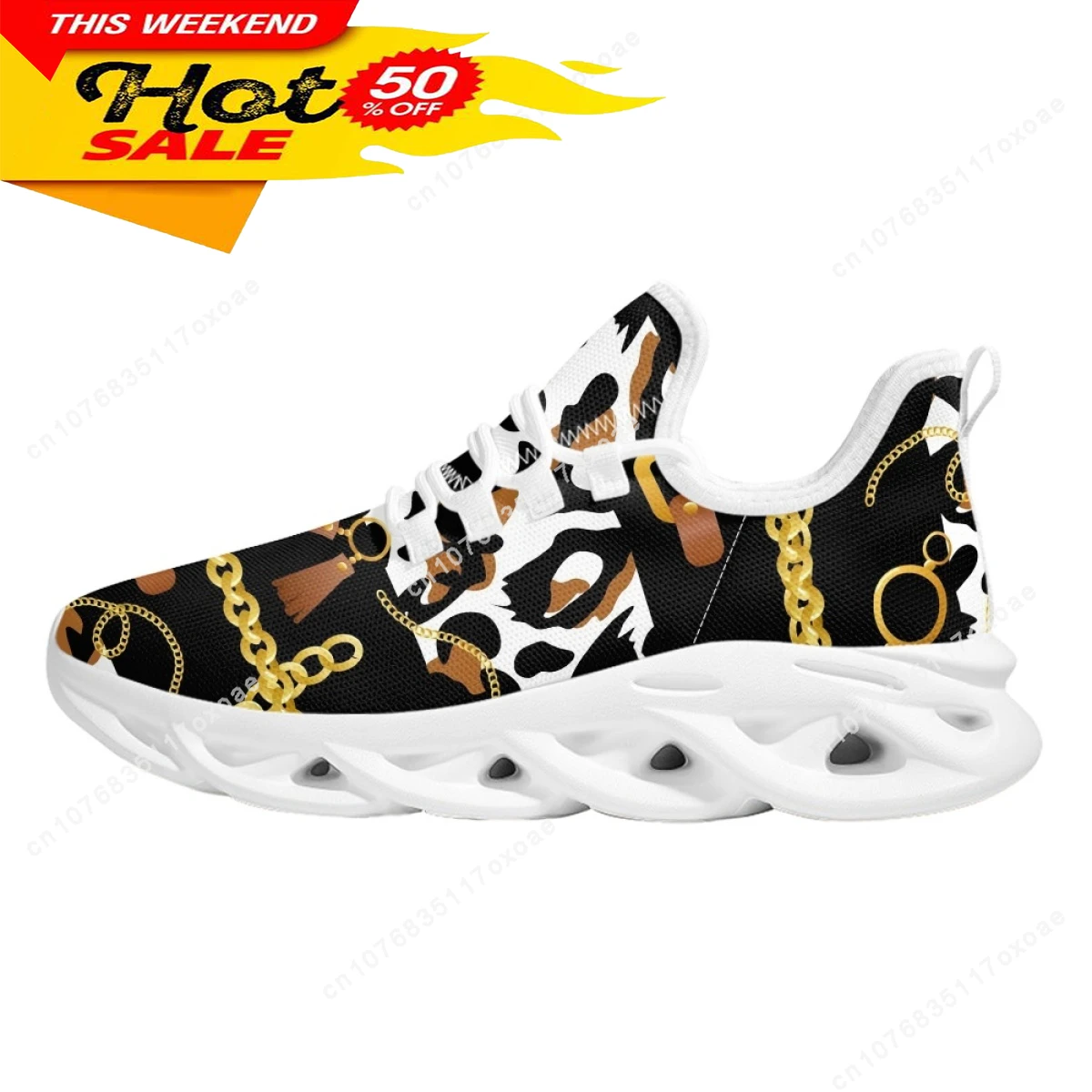 Fashion Leopard Women Platform Shoes Gold Baroque Chain Design Lady Couple Travel Mesh Sneaker Flat Footwear 2023