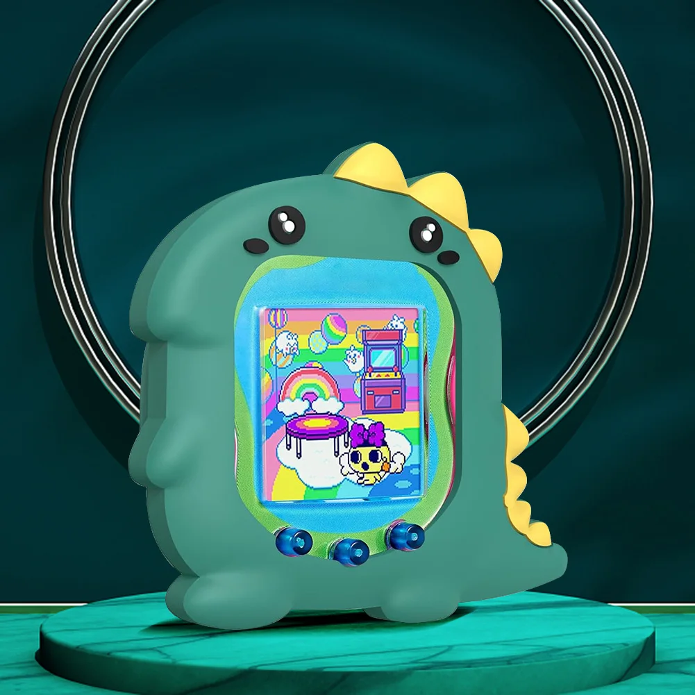 Cute 3D Dinosaur Silicone Waterproof Case with Finger Lanyard for Tamagotchi Uni Virtual Pet Machine 2023