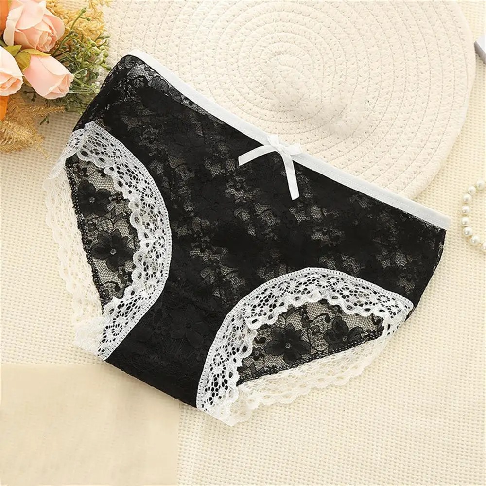 

Sexy Lace Panties Seamless Low Waist Ultra-thin Transparent Bow Ladies Briefs Japanese Sweet Girl Panties Sportswear Products