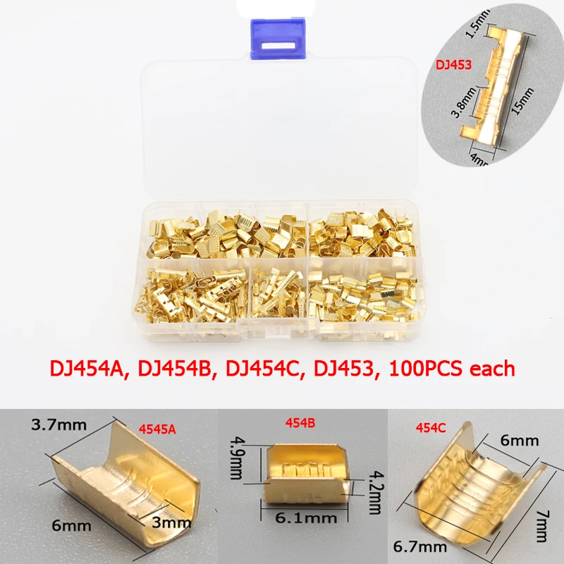 400pcs /box 453 454 U-shaped Terminal Tab Cold Inserts Connectors Cold Terminal Small Teeth Fascia Terminal, 0.3-10.0mm2