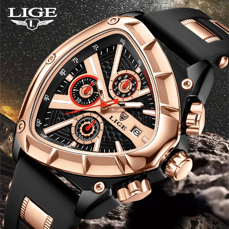 

LIGE модные мужские часы роскошные треугольные кварцевые часы мужские военные водонепроницаемые светящиеся наручные часы с хронографом Reloj Hombre