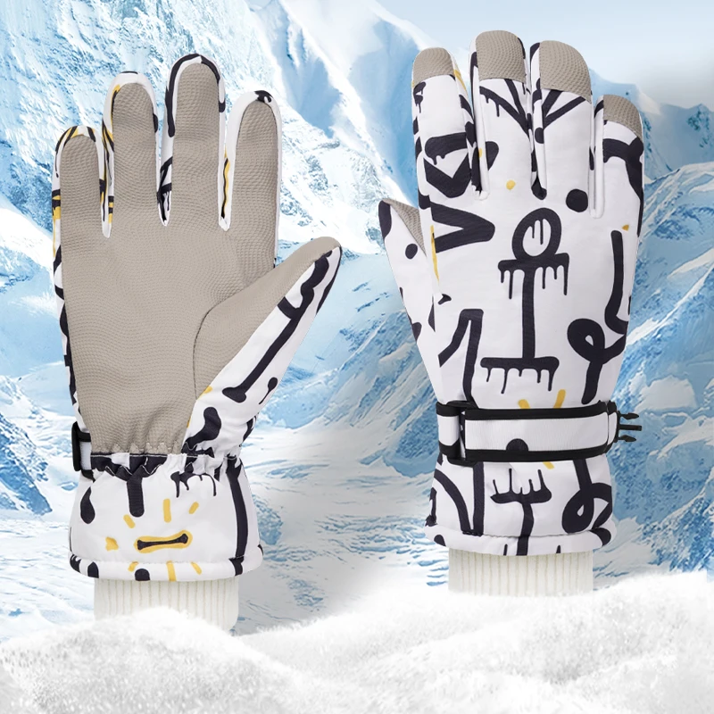 Guanti da sci caldi per adulti per uomini e donne, guanti invernali impermeabili foderati in pile, guanti da ciclismo invernali touchscreen