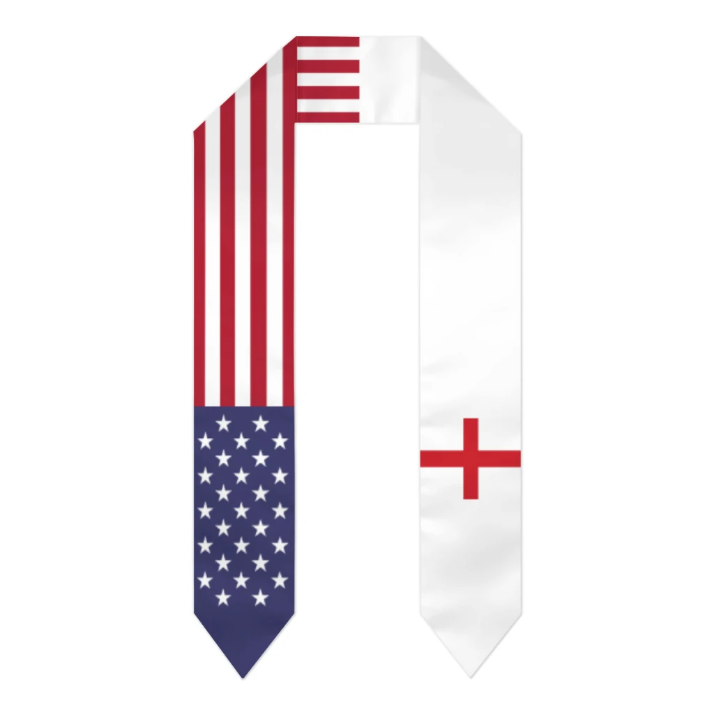 

Graduation Sash England & USA United States Flag Stole Shawls Graduate Wraps Scraf International Student Pride Gifts