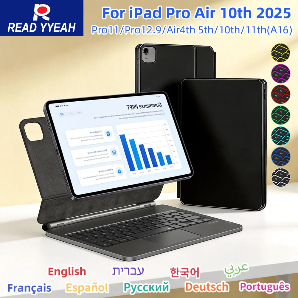 

Magic Bluetooth Keyboard for iPad Air 6 2024 13 inch Smart Case for iPad Pro 11 12.9 Pro 13 Air 4 Air 5 for iPad 10th 11th Gen