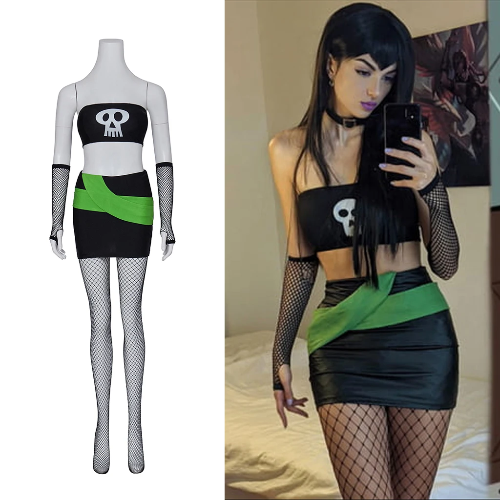 Danny Phantom Hoạt Hình Sam Manson Trang Phục Hóa Trang Sexy Ống Cao Cấp/Mini Phù Hợp Với Fishnet Vớ Mùa Hè Trang Phục