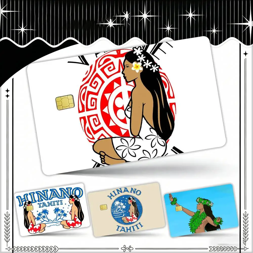 

1pc Hinano Tahiti Girl Polynesia Waterproof Film Skin Cover Credit Card Stickers Debit Front Bank Bus Pass