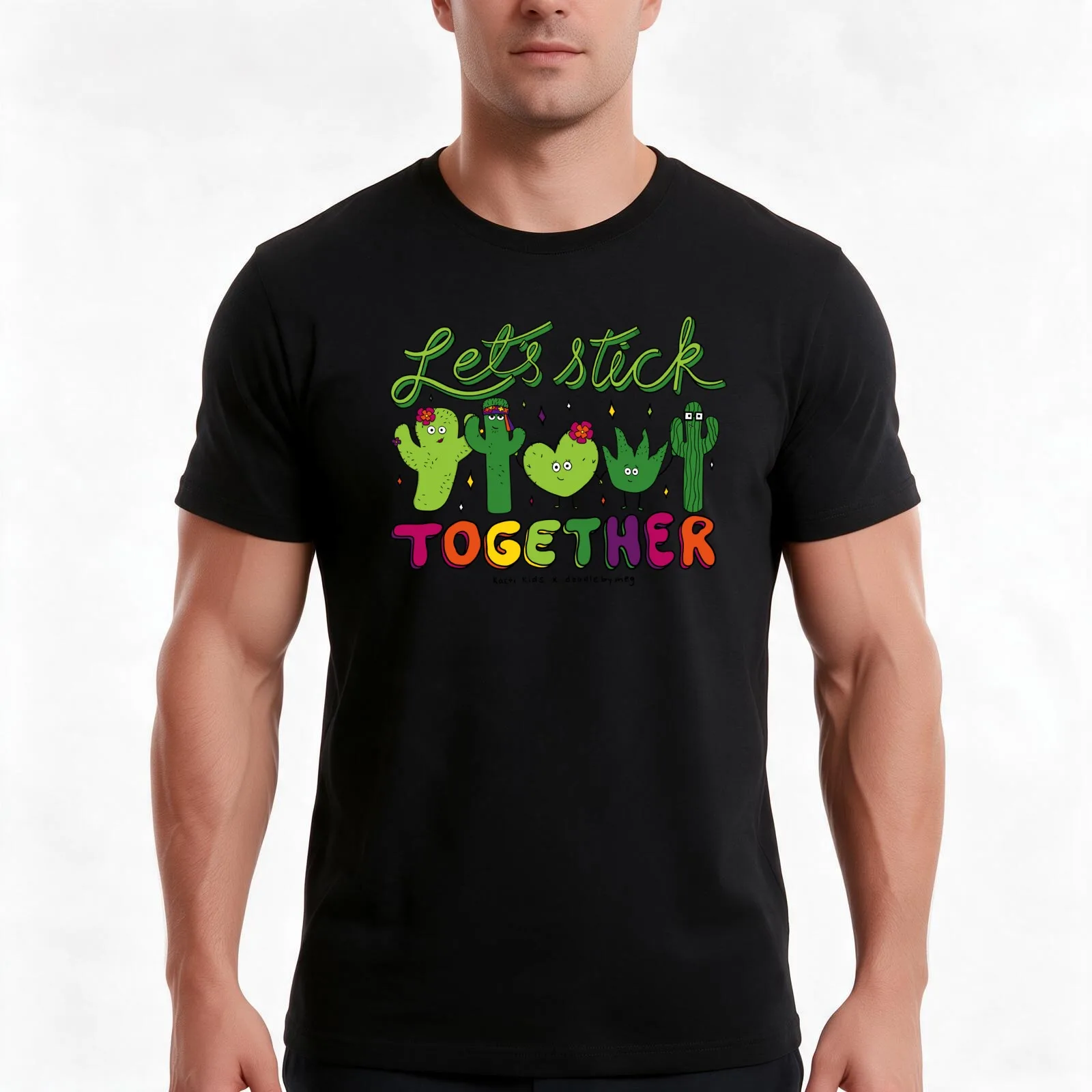Let's Stick Together T-Shirt, Summer Casual Cotton Tee, Oversized Streetwear Tops, Vintage Graphic Print, Loose Fit Short Sleeve