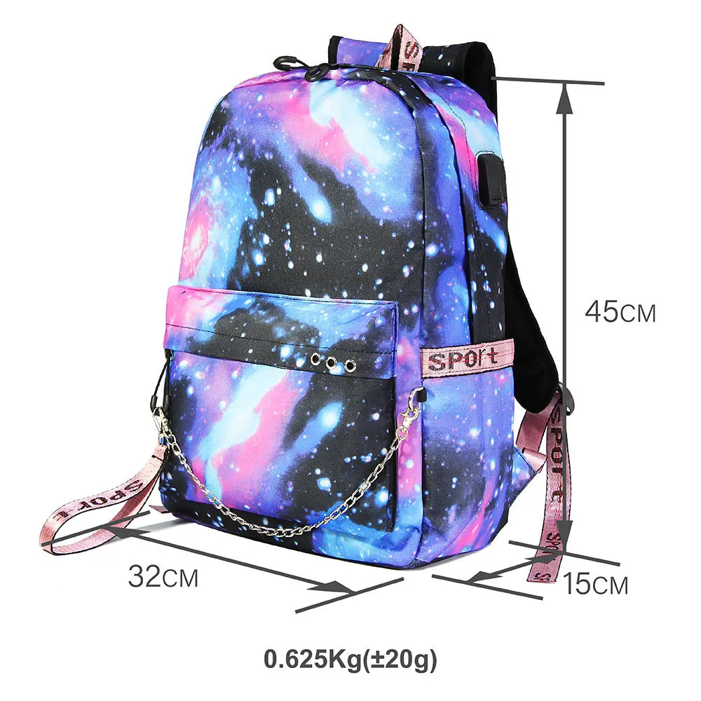 Anime Nana Osaki Backpack Boys Girls Schoolbag Women Men Harajuku Travel Bags Teenager Casual Laptop USB Port Chain Backpacks