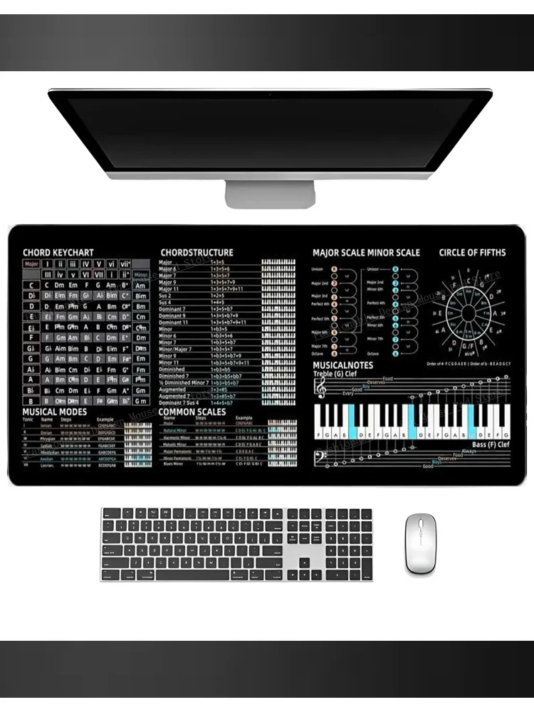 Music Theory Piano Keys Shortcut keys Desktop Pad Memo Sheet XXL Rubber Mouse Pad keyboard Office Office User Anti Slip view 5
