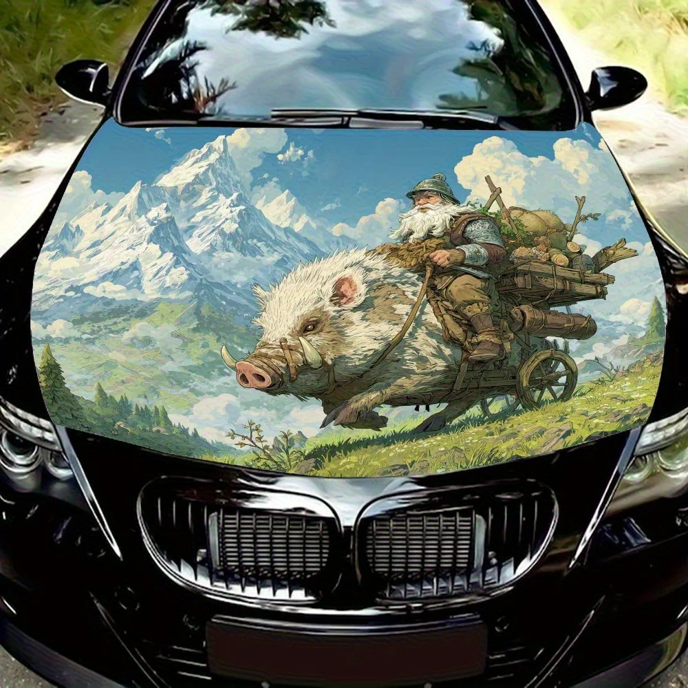 

Наклейка на капот автомобиля Wild Boar Knight, наклейка на мотоцикл и грузовик, самоклеящиеся прочные автомобильные аксессуары, универсальная для автомобиля, M