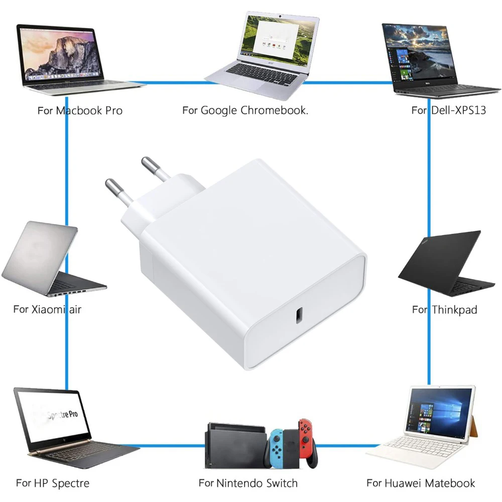 45W 65W 87W 20V 3.25A USB Type C PD Charger USB C Power Laptop Adapter for Macbook Pro 12 13 Huawei Matebook HP DELL Notebooks