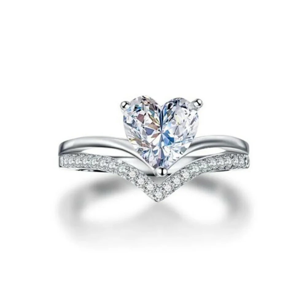 هدايا عيد الميلاد حساسة العصرية القلب زركون النساء خواتم لخطوبة الزفاف خواتم الزفاف مجوهرات الخلود #6