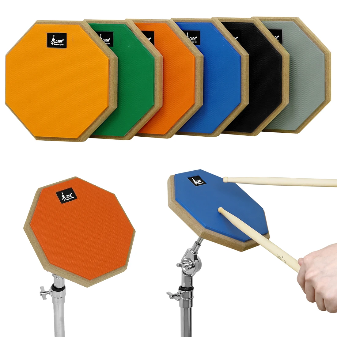 SLADE 8-Zoll-Trommel-Übungspad, leises Trommelpad, Gummi, Holz, stumme Trommel, Stummschaltungspad, Training für Jazz-Trommeln, Übung, Anfänger