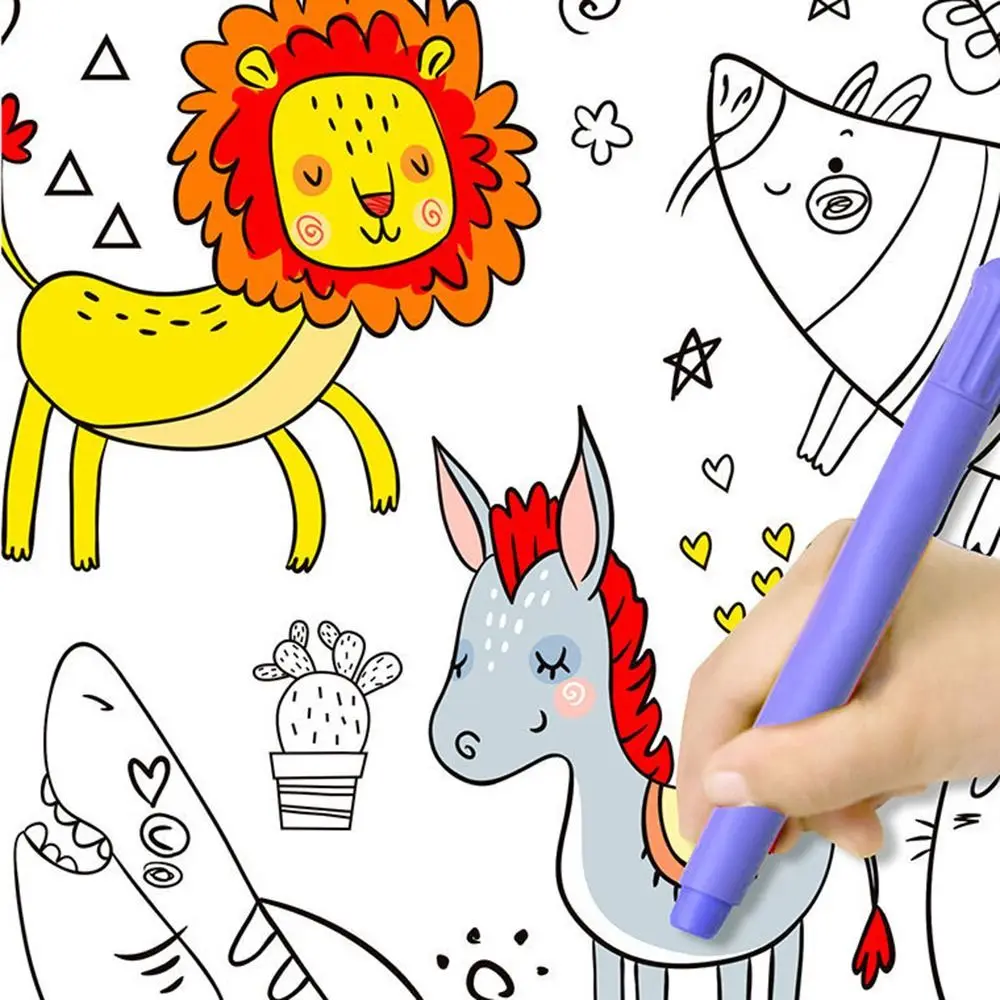 Adesivo diy pintura brinquedos em branco páginas para colorir crianças desenho rolo rolo de desenho cor enchimento rolo de papel