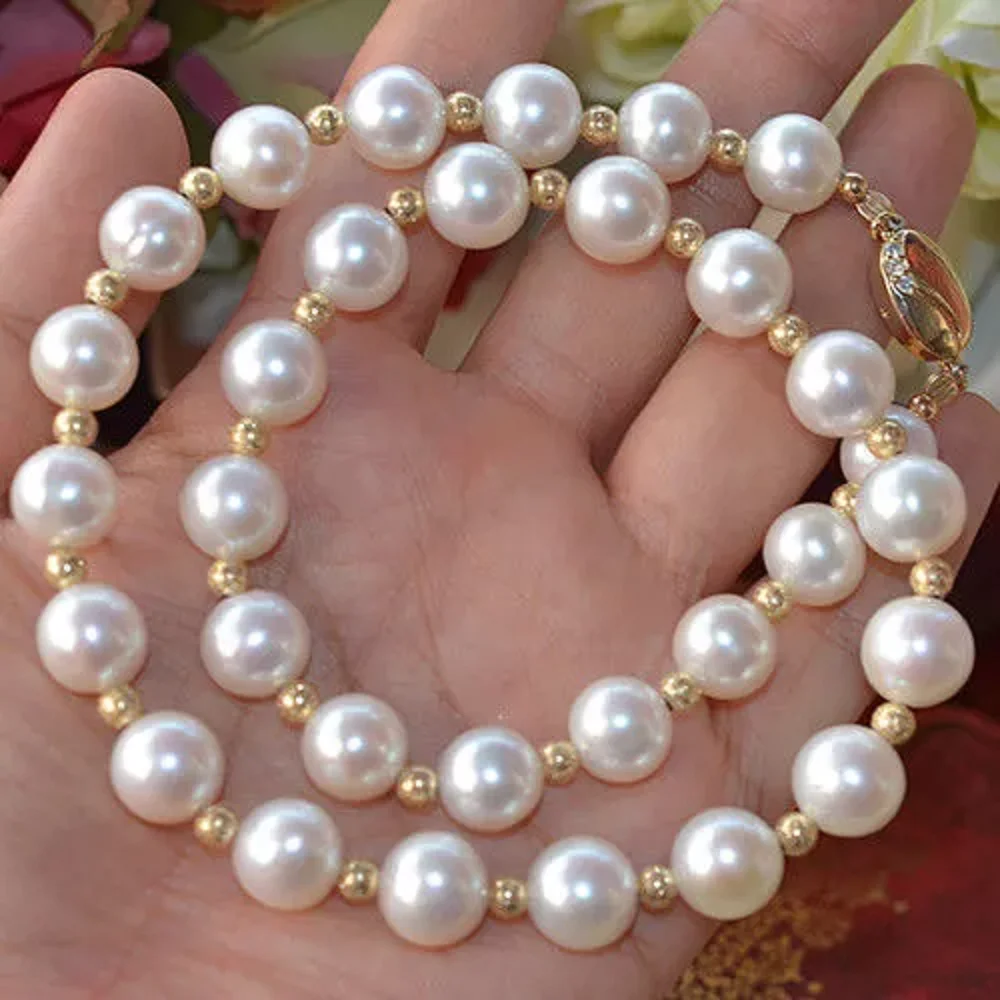 

Gorgeous AAA+5-6mm True Natural South Sea White Round Pearl Necklace 925s 16/36 inches