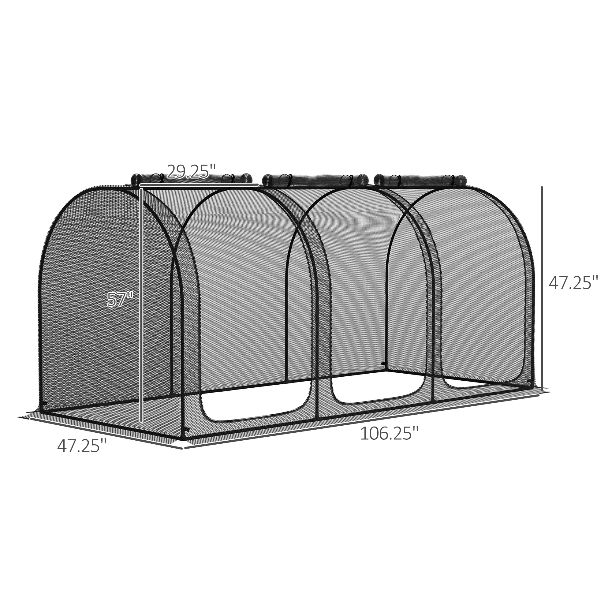 Outsunny 9' x 4' Crop Cage, Plant Protection Tent with Three Zippered Doors, Storage Bag and 6 Ground Stakes, for Garden, Yard,