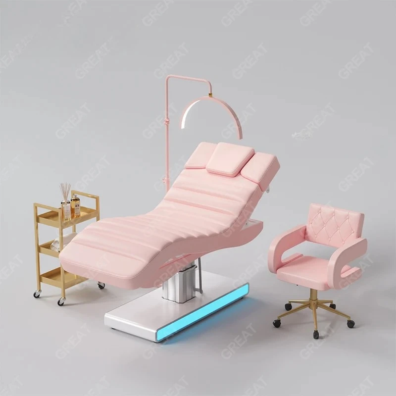 

Luxurious pink Massage Table 3 Motors Electric Heating Cosmetic Facial Bed Modern New Design Treatment Therapy Medical Bed