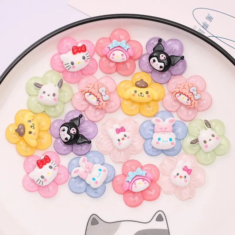 10Pcs Kawaii Cartoon Transparent Animal Flower Series Flatback Resin Miniatures DIY Phone Shell Patch Cute Hair Accessories Toy