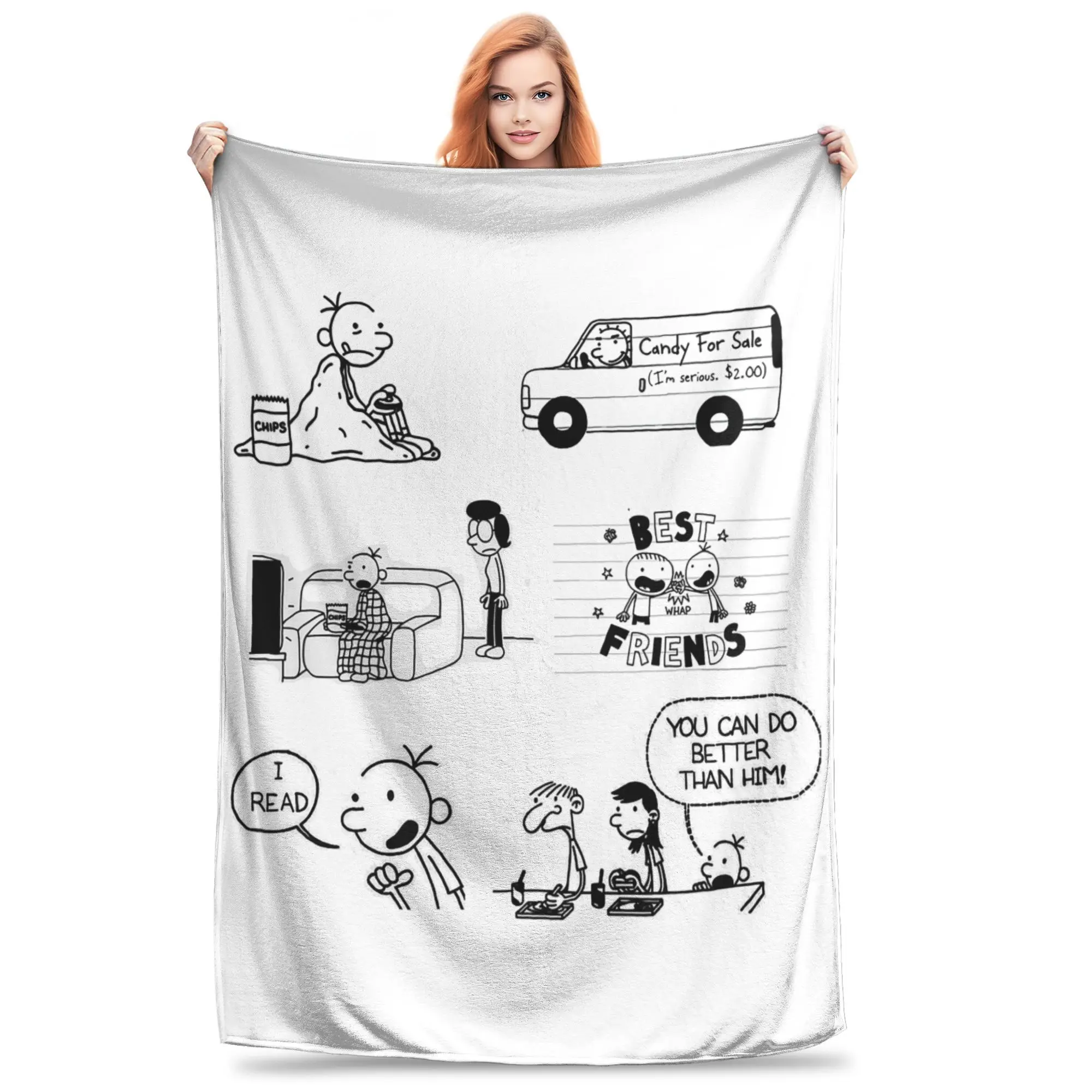 Wimpy Kid Blanket Soft Warm Flannel Throw Blanket Plush for Bed Living room Picnic Travel Home Sofa