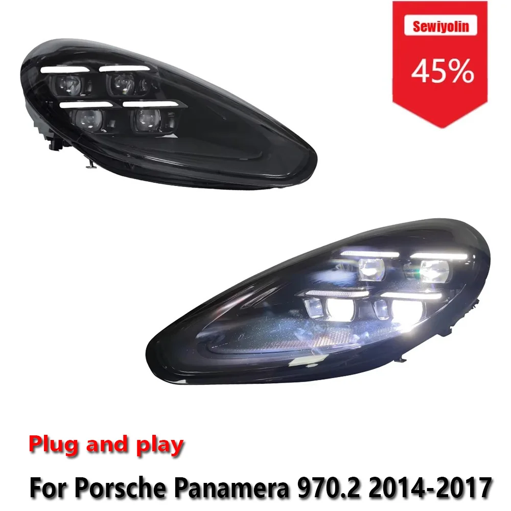 

Sewiyolin Car LED Headlight Assemblies For Porsche Panamera 970.2 2014-2016 DRL Brake Turn Signal Lamp Plug and Play