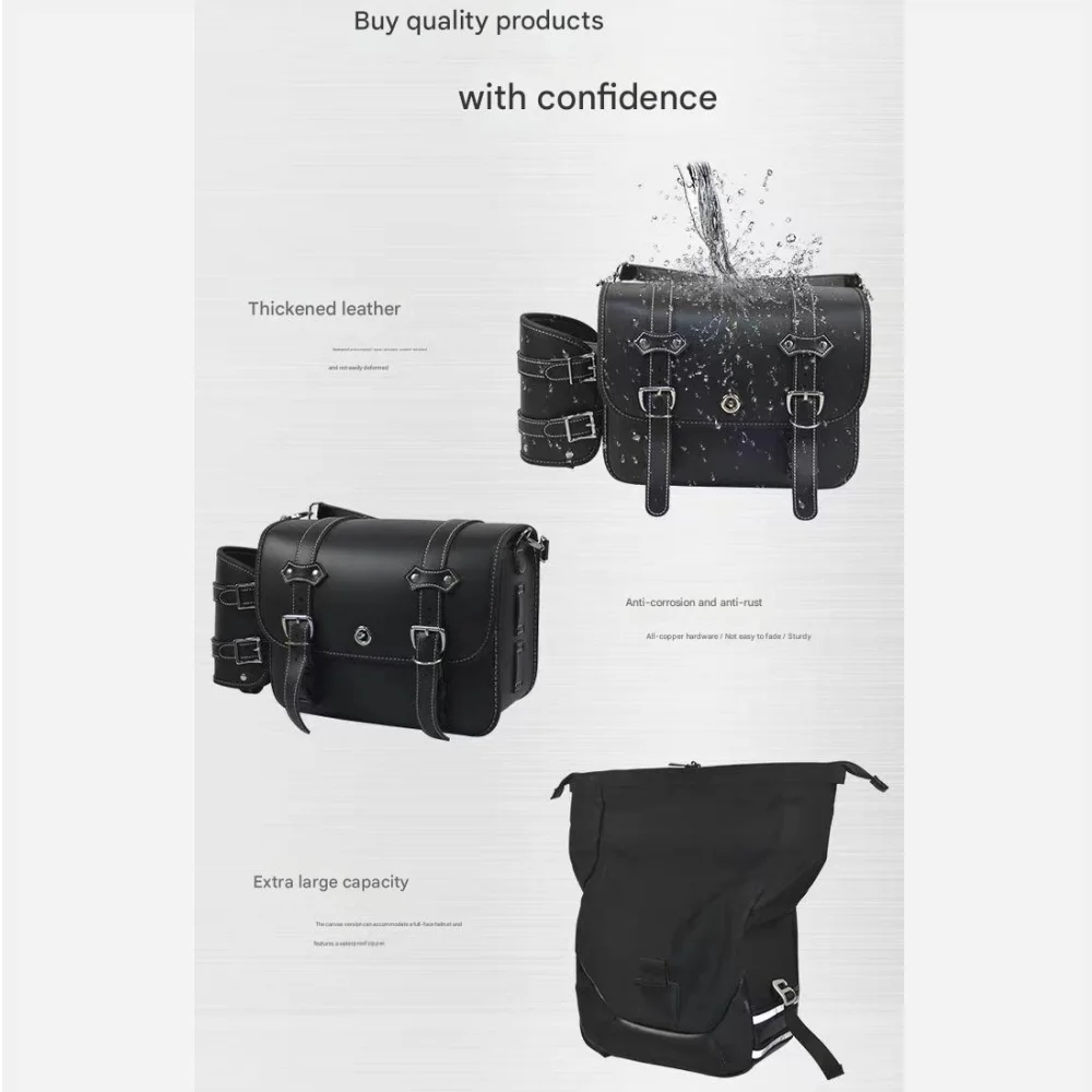 Dark Flag 950 Retro Modified Leather Edge Bag, Canvas Edge Bag, Waterproof and Durable Rider Bag, Large Capacity, Accessories