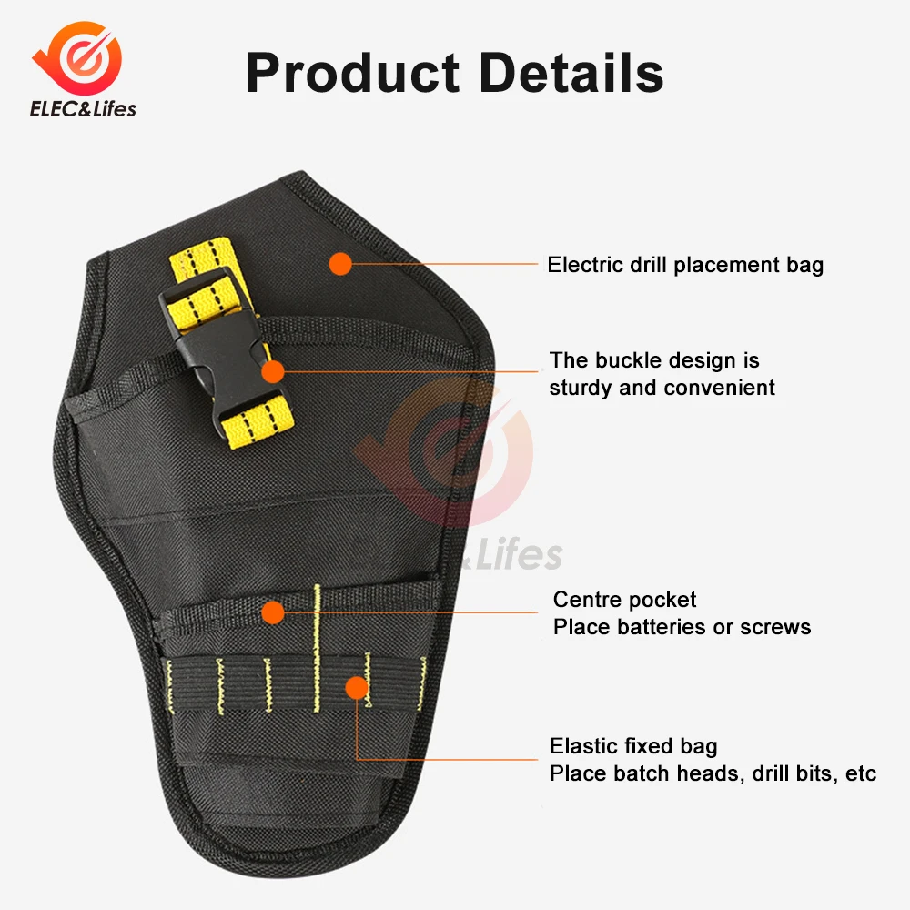 Multifunctional Tool Storage Bag Pouch Belt Electrician Toolkit Drill Waist Bag Wrench Screwdriver Hardware Tool Bags Organizer