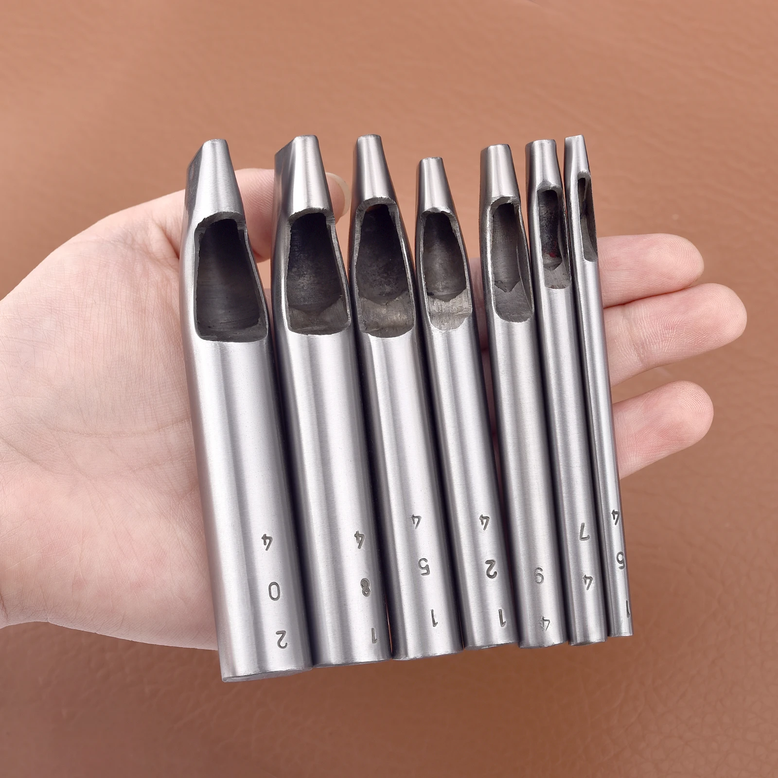 1.5/7/9/12/15/18/20mm Leather Oval Shape Hole Punch Steel Craft Hollow Hole Punch Leather Tool Leather Belt Hole Punch DIY Tools