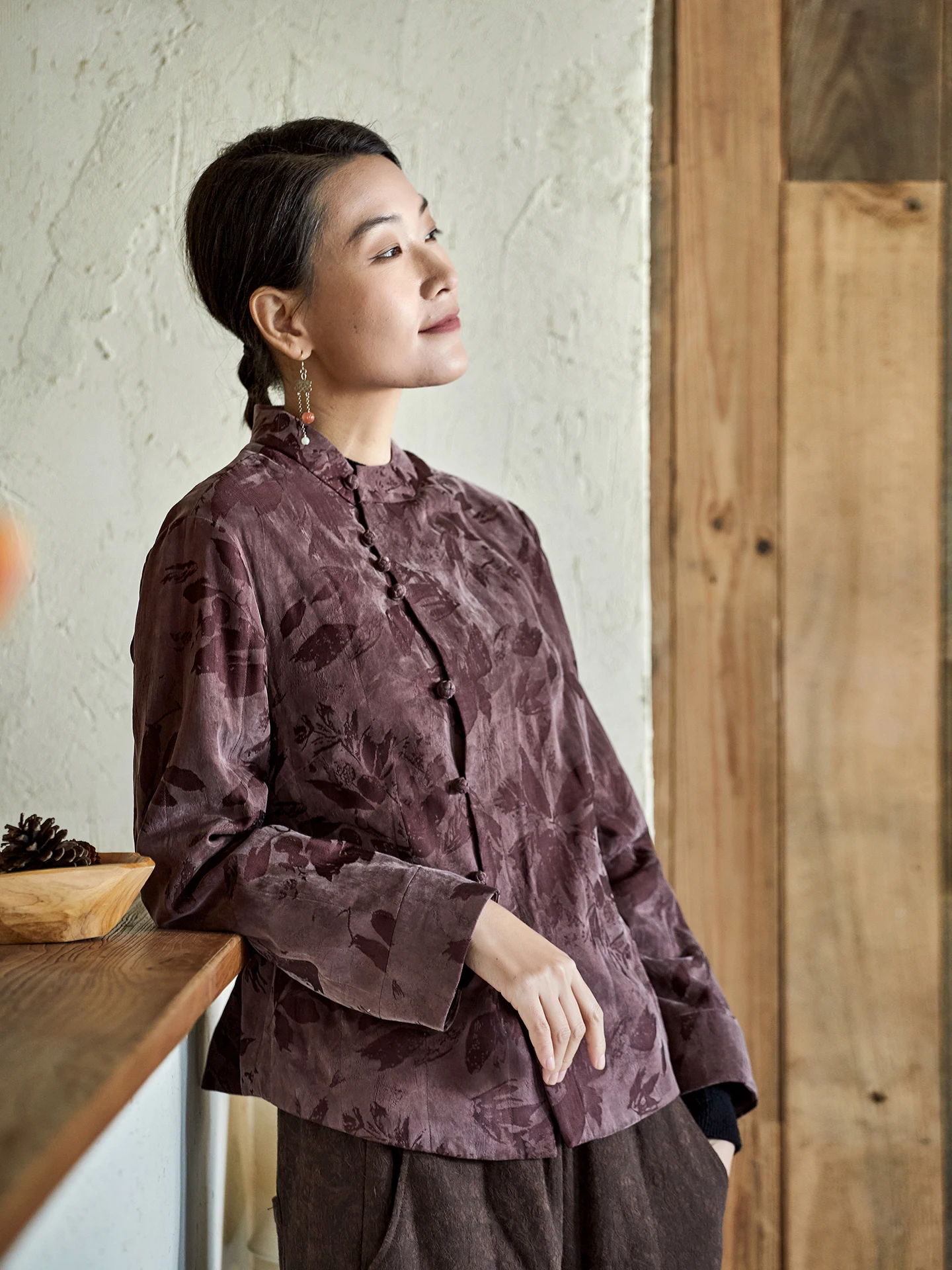 

Embroidered Cotton Jaet Chinese Sle New Faion oulder Pad Women's Outerwear Spring 2026 Straight Tube Sle Lon...