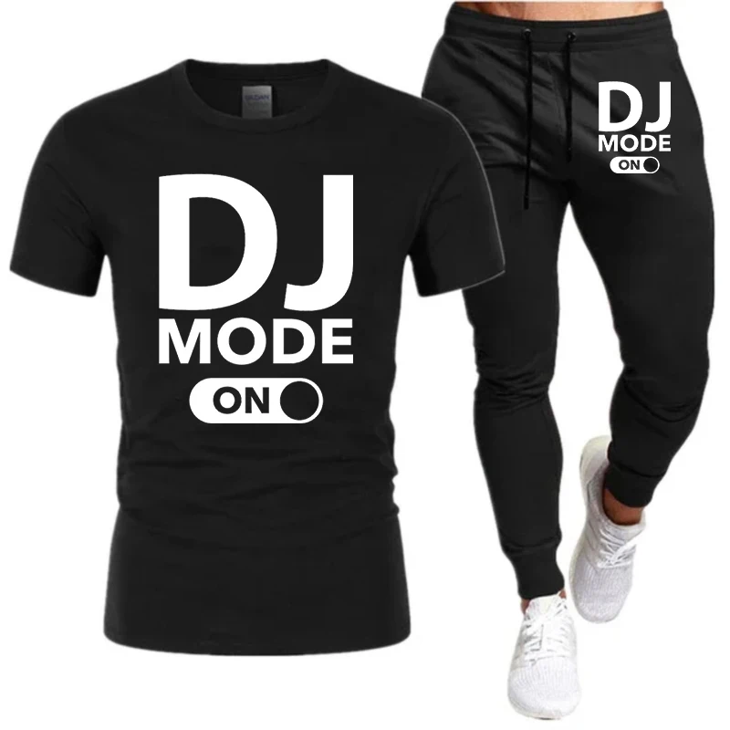 

Футболка и штаны мужские оверсайз с принтом, повседневные Джоггеры для фитнеса, футболка с короткими рукавами, комплект, лето