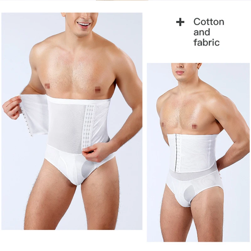 Men Tummy Control Shorts High Waist Double Compression Slimming Underwear Body Shaper Seamless Belly Girdle Boxer Men Shapewear