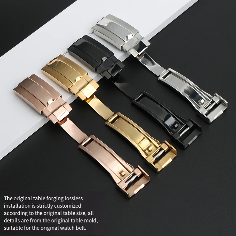 Hebilla plegable de 16mm para reloj Rolex, hebilla Daytona Datejust Water Ghost Yacht Submariner, cierre plegable de acero inoxidable para hombres y mujeres