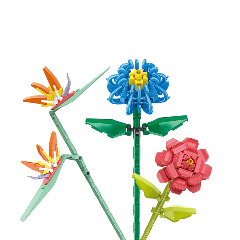 Mooie bouwstenen bloemen roos lavendel lelie simulatie bloem MOC bakstenen woondecoratie Valentijnsdag meisje geschenken 8735 9093