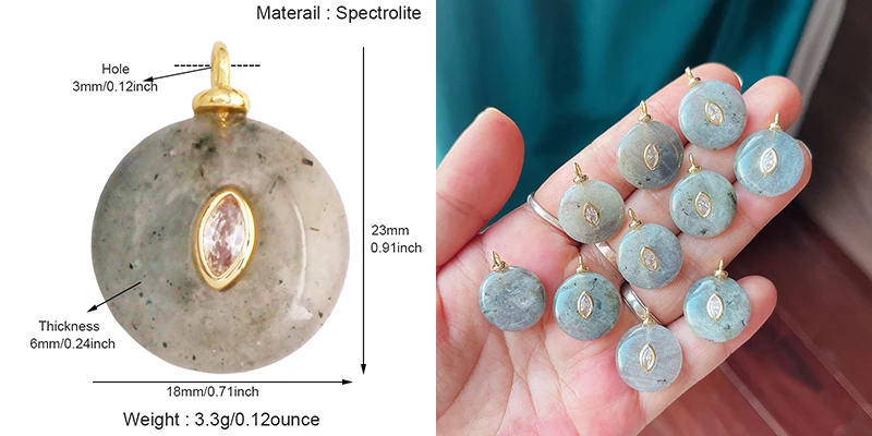 Jade Achat Amethyst Amazonit Wasser Gras Lapis Lazuli Charm Anhänger, 18K echt vergoldet Schmuck für Halskette Handwerk Herstellung S79 – Detail 13