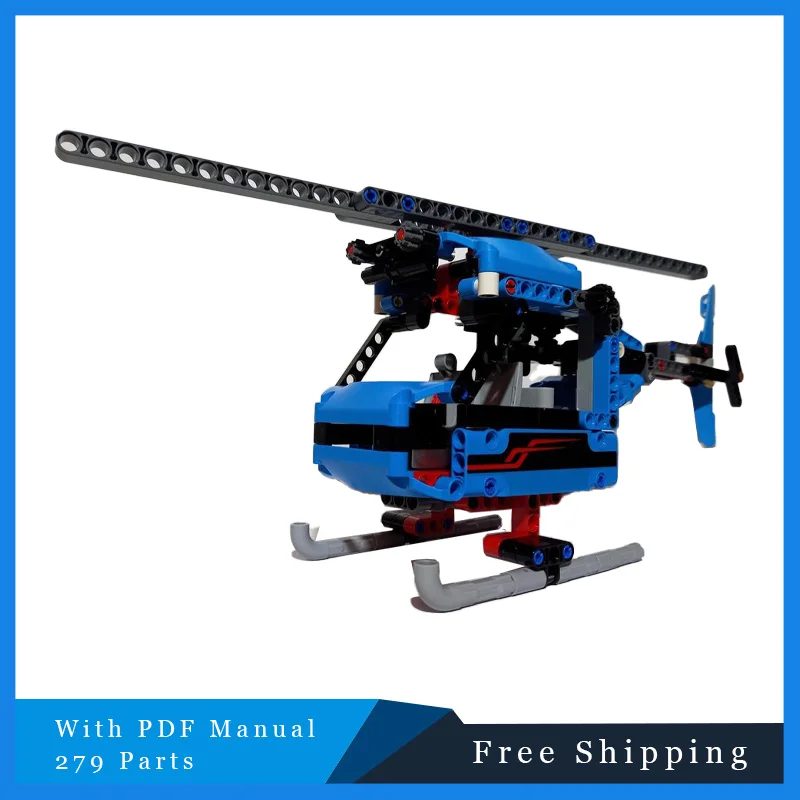 

279, детали города, хит продаж, креативный синий вертолет, модульный MOC, модель строительного блока, детская головоломка «сделай сам», сборка, игрушка на день рождения