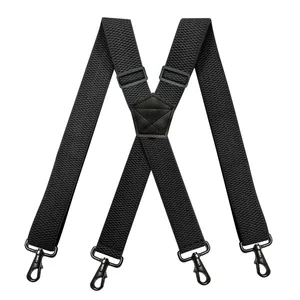 Male suspenders for heavy work, X -shaped width with 4 rotary hooks, adjustable elastic motorcyclist, snowboard suspenders, 3.5 cm width 6 Main Men's Suspendent Sales - №1