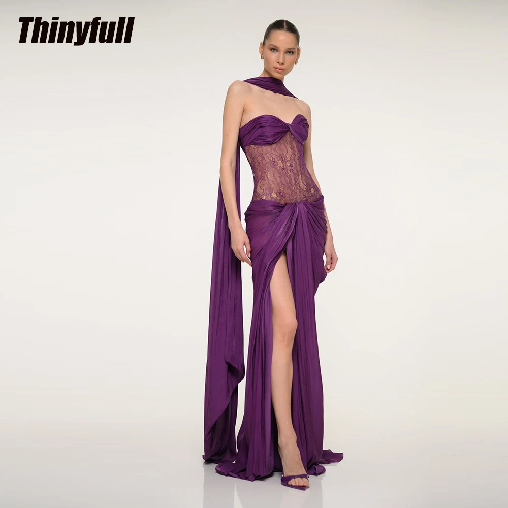 

Thinyfull Mermaid Arab Shiny Satin Prom Dresses Sleeveless Sweetheart 2026 Evening Gown Formal Dress robes de soirée Customized