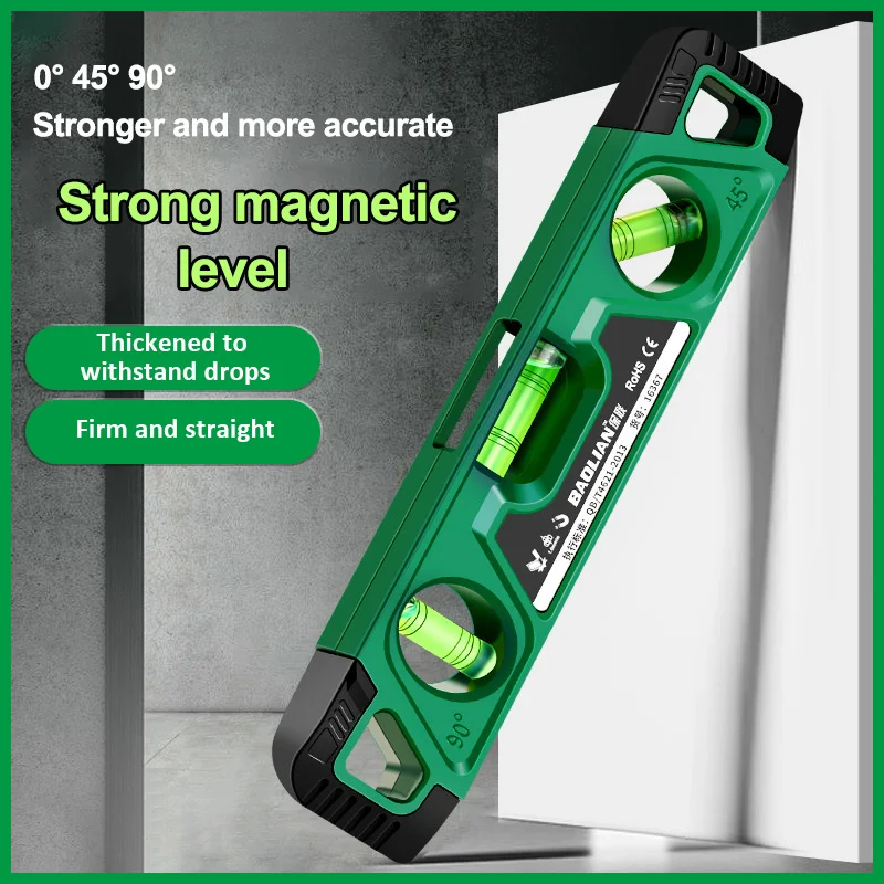 225MM Three Bubble Level Ruler High Precision Spirit Level Magnetic Lever Angle Gauge Finder Leveling Aligner Inclinometro Tool