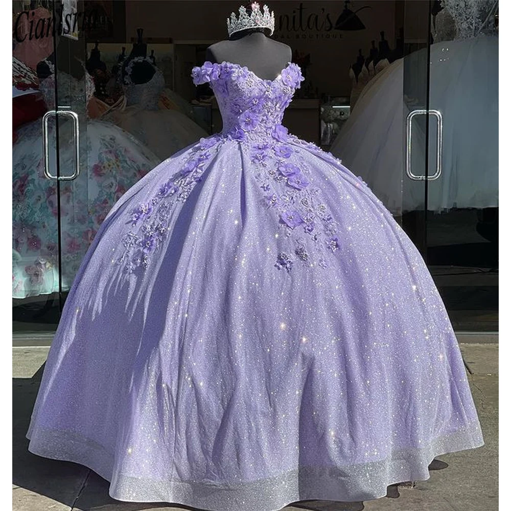 Robes de Quinceanera Bling Sequin Sweet 16 avec perles appliquées 3D, robe corset, robe éducative, 15 ans, mascara Tim ade xv, µ