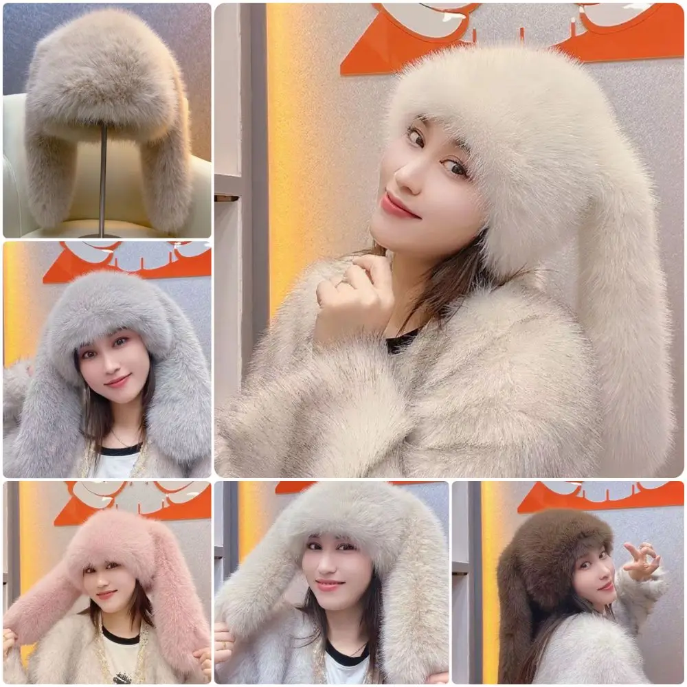 Kawaii Rabbit Ears Cap Multicolor Thicked Long Ears Hat Keep Warm Windproof Thickened Winter Hats Winter Season